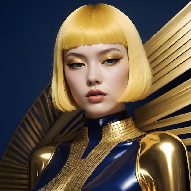 Photo retrato de hermosa mujer asiatique style futuriste
