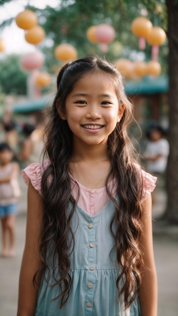 Retrato d'une nina asiatique sonriendo