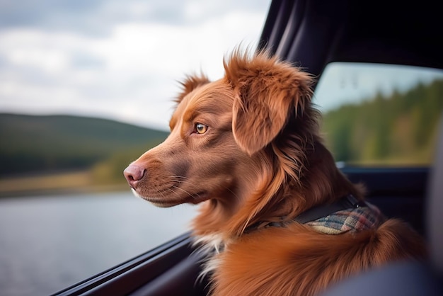 Retriever de chien dans la voiture IA générative