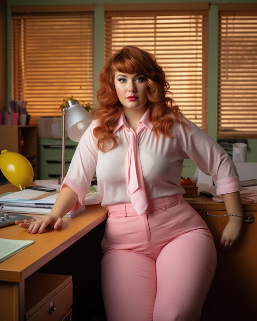 Rétro années 1980 inspirée plussize femme manager bureau vintage Sony A7III 35mm f28 col pastel