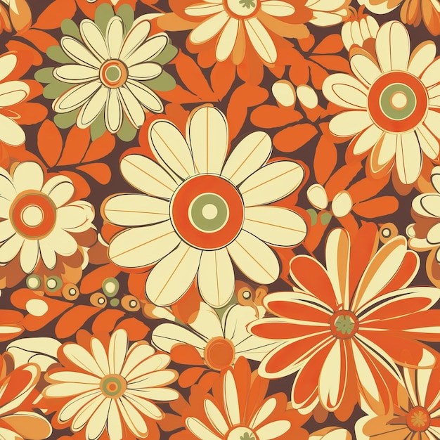 Photo retro make solid organiser cool daisy make seamless pattern ai generated