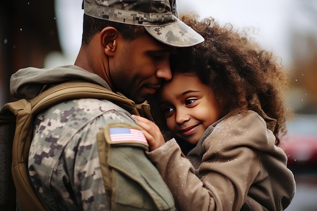 Des retrouvailles affectueuses entre un père militaire et sa fille