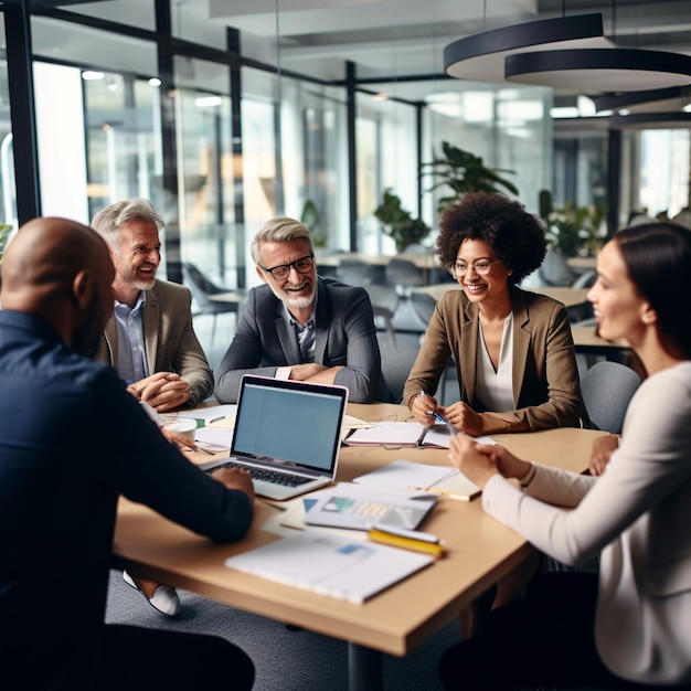 Réunion de perspectives Groupe diversifié de professionnels remue-méninges ensemble