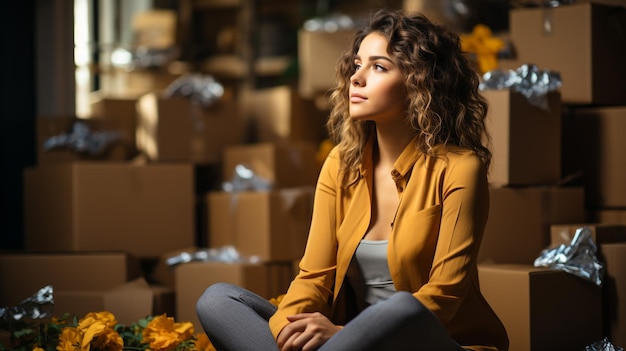 rêvant d'une nouvelle maison jeune femme réfléchie