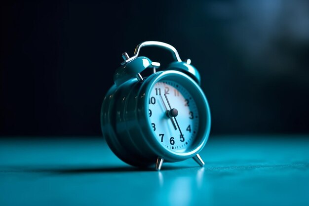 Réveil bleu sur fond bleu Temps de réveil Concept de gestion du temps