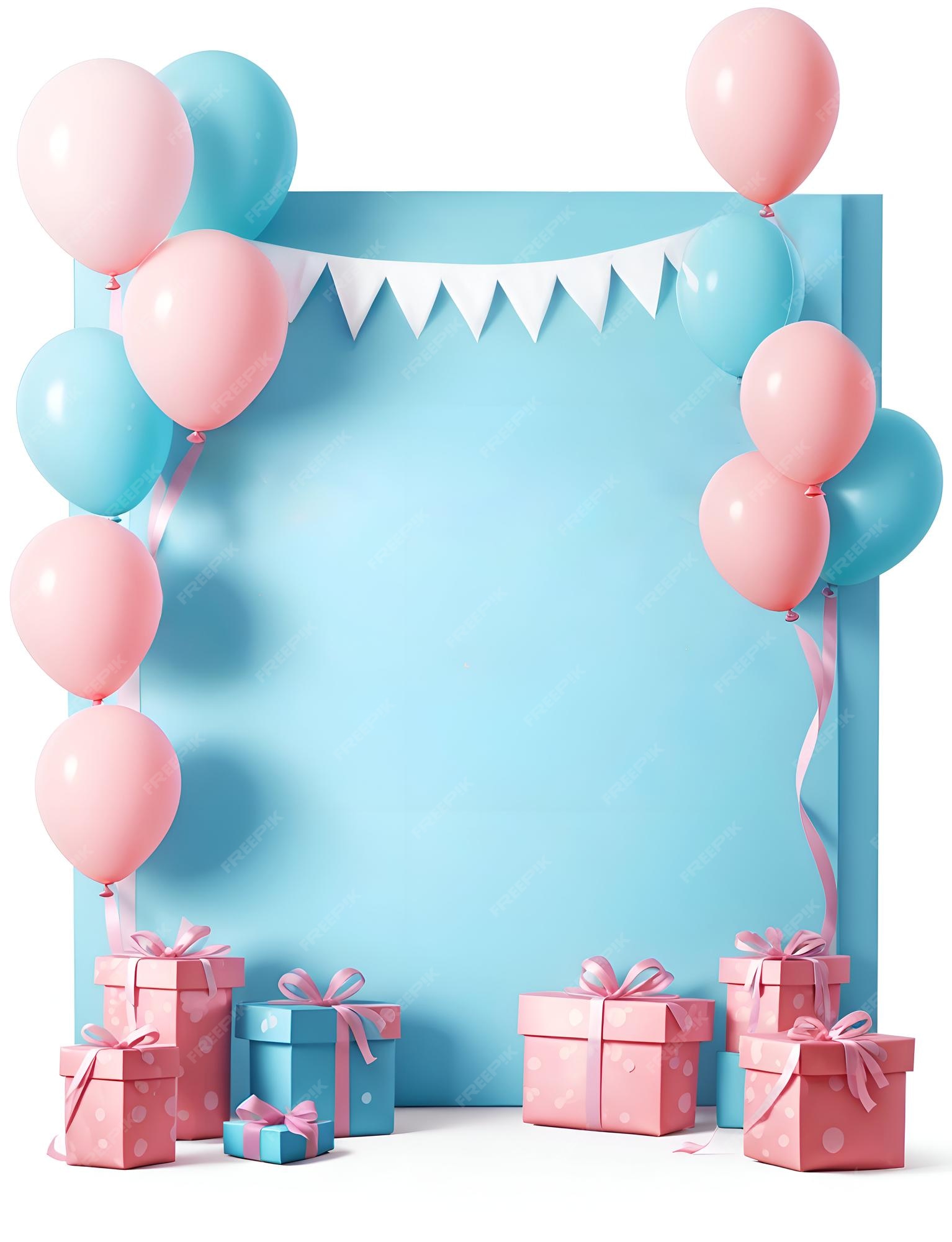 Révélation Du Genre Ou Invitation à Une Fête De Naissance En Bleu Et Rose  Avec Un Espace Pour Votre Texte