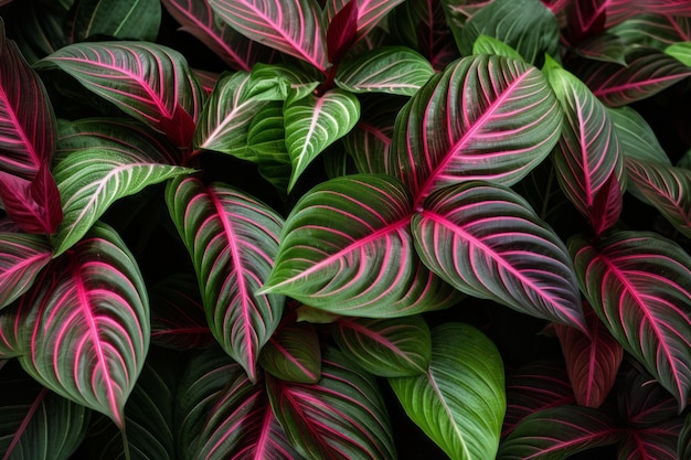 Révéler la vibrance des feuilles de plantes vertes et rouges Exploration dans un rapport d'aspect de 32