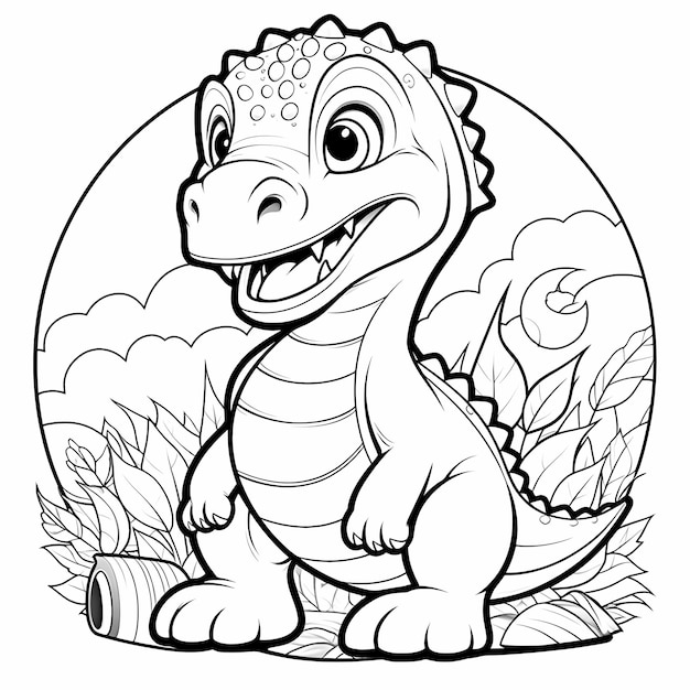 Rêves de dinosaure Livre à colorier noir et blanc pour enfants avec Joyeux Jurassique