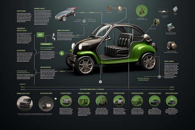 Photo la révolution des mini-voitures durables dévoilée dans les infographies