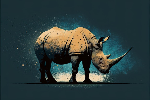 Rhino avec un espace vide pour le texte, parfait pour l'affiche de la journée de la faune, la conception numérique ou les impressions