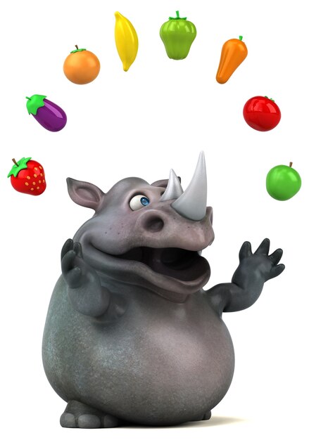 Rhinocéros amusant - Illustration 3D isolée