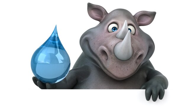 Rhinocéros amusant - Illustration 3D isolée