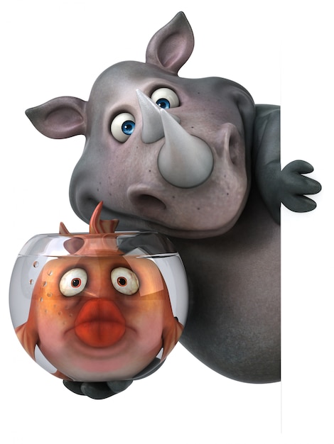 Rhinocéros amusant - Illustration 3D