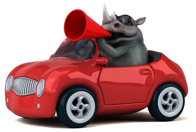 Rhinocéros amusant - Illustration 3D