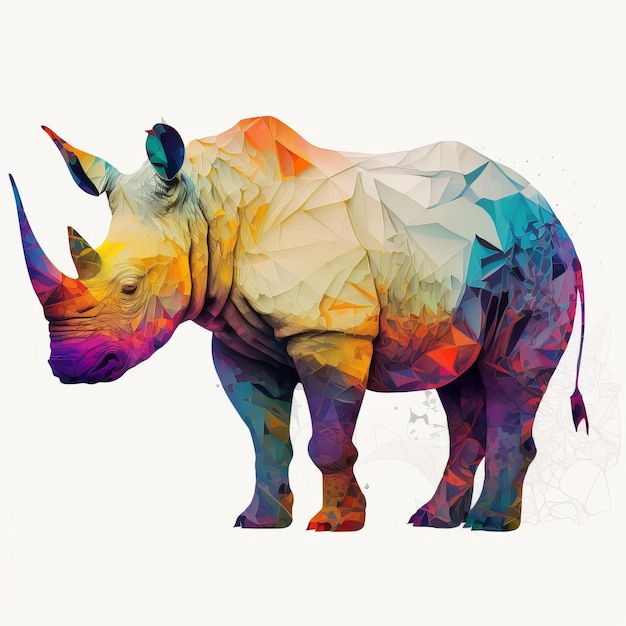 Rhinocéros aux couleurs vives AI générative