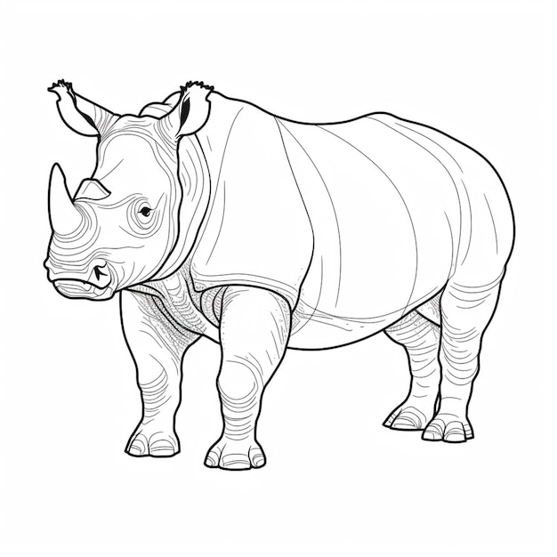Un rhinocéros debout dans un style de dessin au trait générative ai