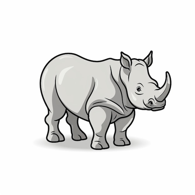 Le rhinocéros de dessin animé est une figure de bâton simpliste sur fond blanc.