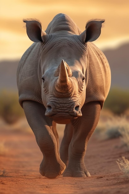 Un rhinocéros à l'état sauvage en namibie