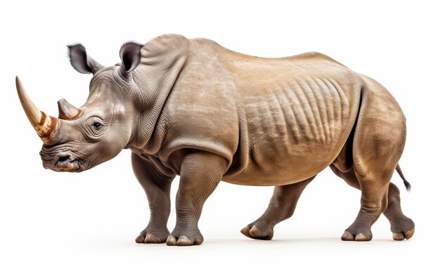 Un rhinocéros sur un fond blanc