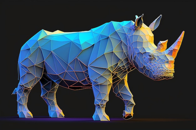 Rhinocéros géométrique lowpoly mammifère animal ai généré art