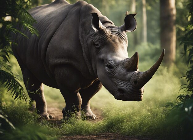 Photo un rhinocéros indien