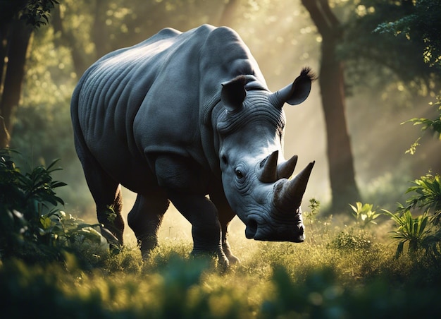 Photo un rhinocéros indien