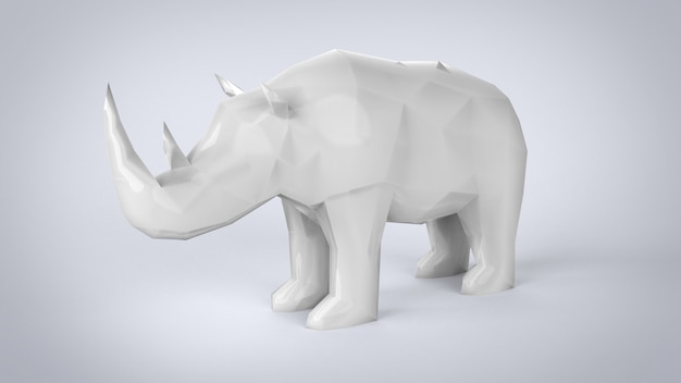 Rhinocéros low poly blanc