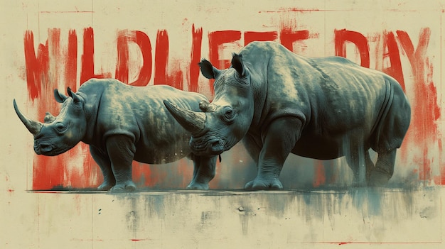 Les rhinocéros en rouge pour la journée mondiale de la faune