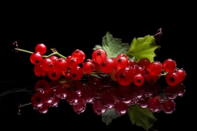 Ribes rouge sur fond noir