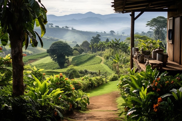 Photo le riche arôme du café en explorant une belle ferme de café colombienne à manizales