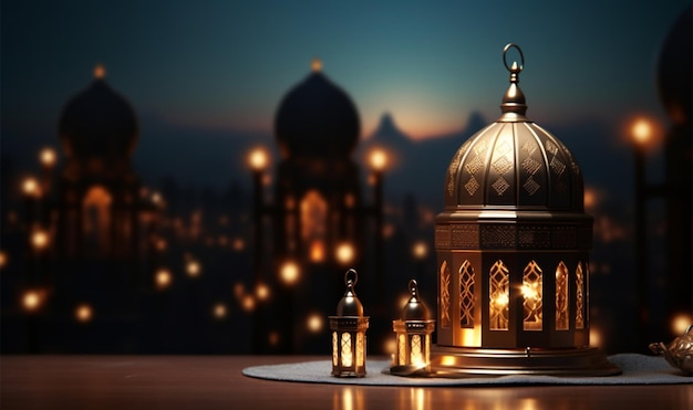 La richesse culturelle exposée sur le fond d'une lanterne arabe ornementale