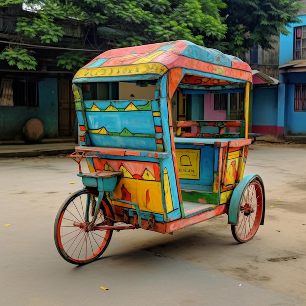 Photo un rickshaw coloré avec le mot cabine sur le devant
