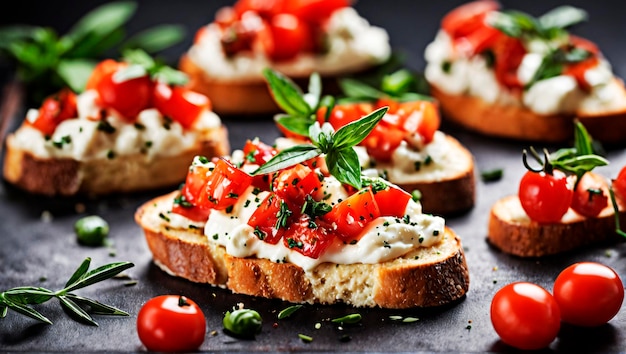 Ricotta Bruschetta à base d'herbe crémeuse pour les gourmets