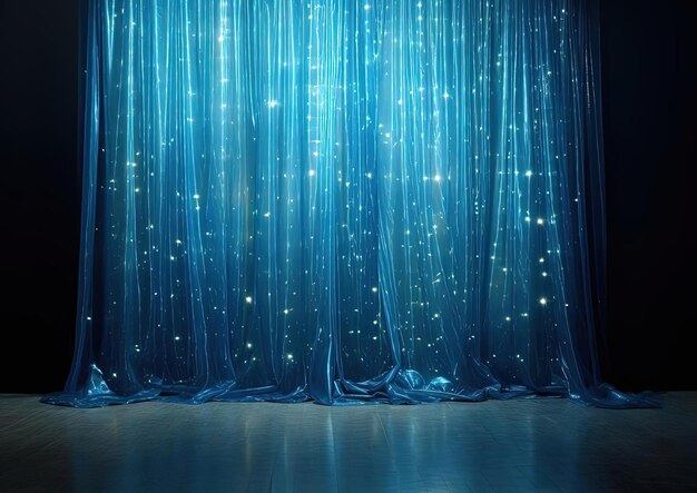Photo un rideau bleu avec des étoiles et un fond bleu