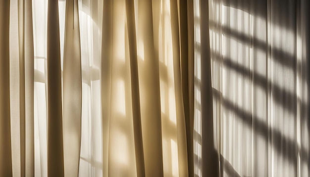 un rideau avec le soleil qui brille à travers