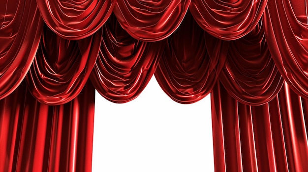 Photo un rideau de théâtre rouge rendu sur un fond blanc transparent png pour une utilisation polyvalente