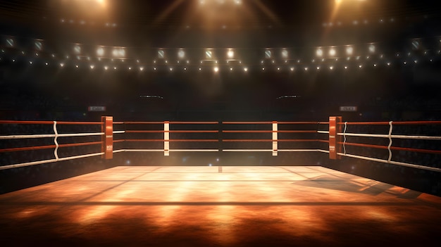 Un ring de boxe avec une lumière sur le mur