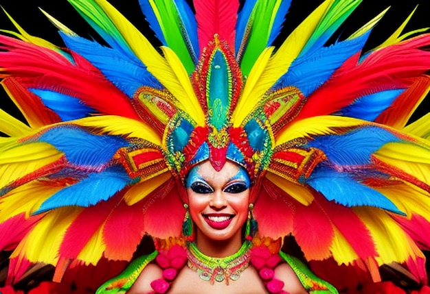 Photo rio dancer carnaval brésil masque costumes détaillés couleurs femmes tropicales