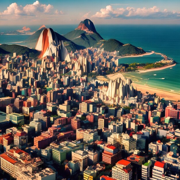 Photo rio de janeiro brésil paysage urbain vue aérienne vue aérienne de la ville