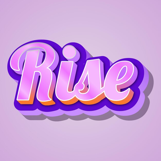 Rise typographie design 3d texte mignon mot cool photo de fond jpg