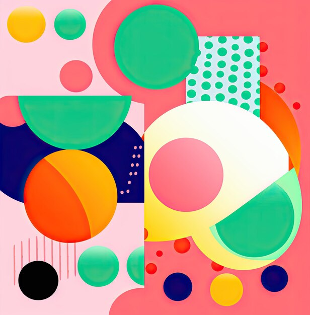 Risographie esthétique des cercles et des lignes droites Conception géométrique réalisée avec des cercles et des lignes colorés