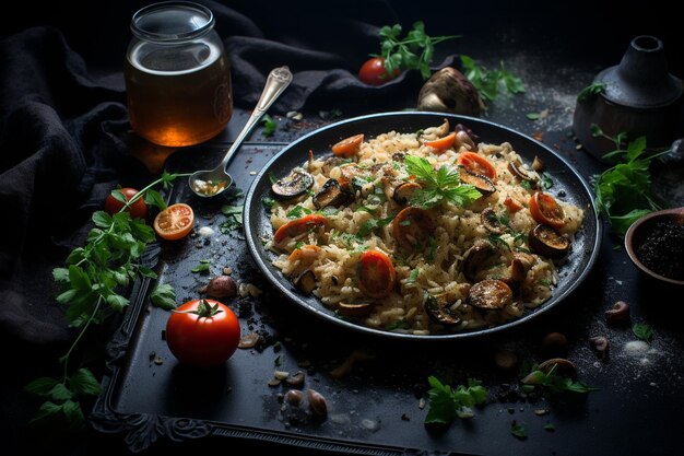 Risotto au champignon végétalien