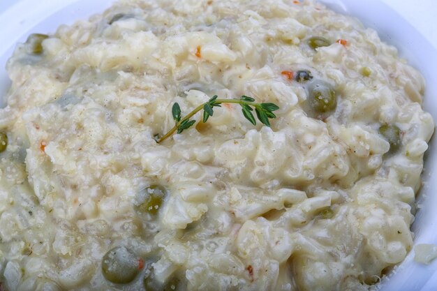 Risotto au fromage et petits pois