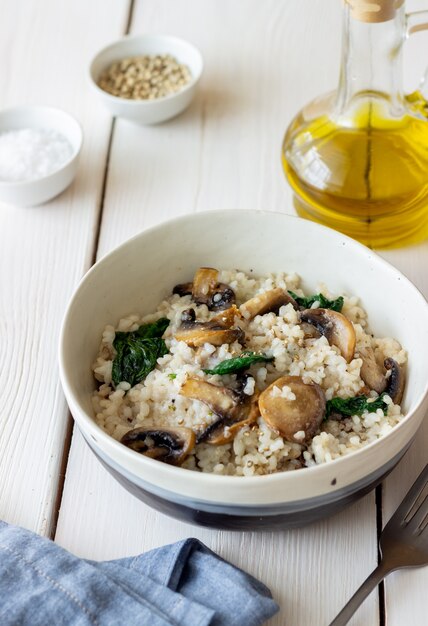 Risotto aux champignons et épinards