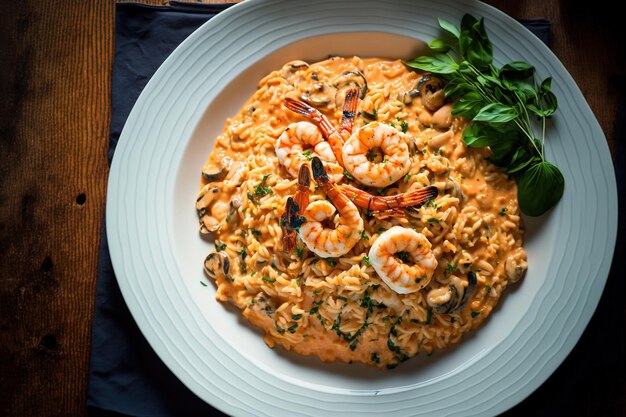 Risotto crémeux épicé aux crevettes