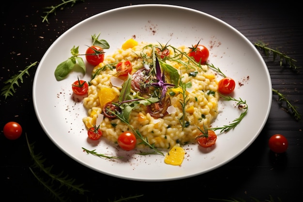 Photo risotto avec tomates et herbes