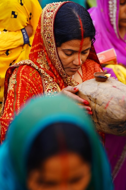 Rituels du festival Chhath à Delhi