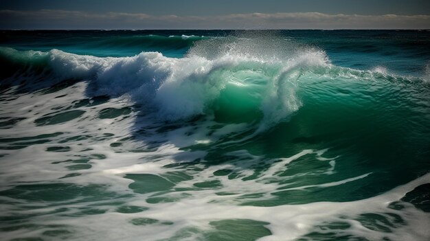 Le rivage couvert de soleil et les eaux azurées