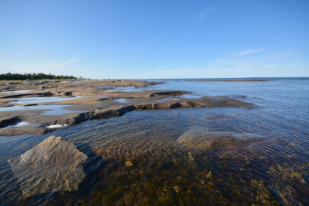 Le rivage rocheux de la mer Blanche