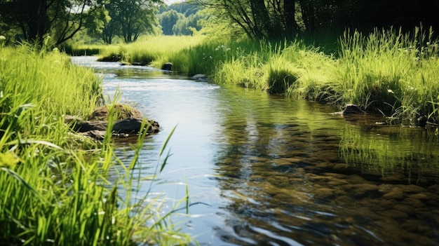 La rive herbeuse et le reflet